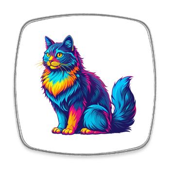Angora turc Chat Race Dessin animé Kawaii Animal Pet - Magnet carré - blanc - Devant