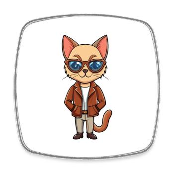 Tonkinois Funny Cartoon Kawaii Veste Lunettes de soleil - Magnet carré - blanc - Devant