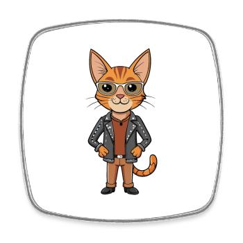 Somali Shorthair Drôle Dessin Animé Kawaii Veste Sungl - Magnet carré - blanc - Devant