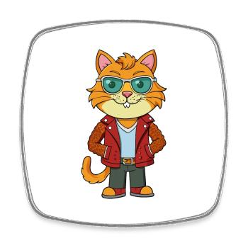 Selkirk Rex Lustige Cartoon Kawaii Jacke Sonnenbrille - Viereckiger Kühlschrankmagnet - Weiß - Vorne