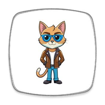 Siamois Shorthair Drôle Dessin Animé Kawaii Veste Sung - Magnet carré - blanc - Devant