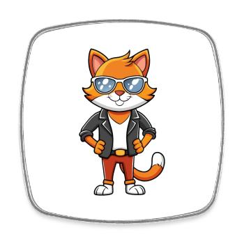 Turc Van Drôle Dessin Animé Kawaii Veste Lunettes de Soleil - Magnet carré - blanc - Devant