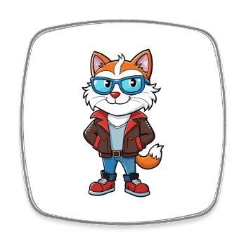 Snowshoe Funny Cartoon Kawaii Jacket Sunglasses - Square fridge magnet - white - Front