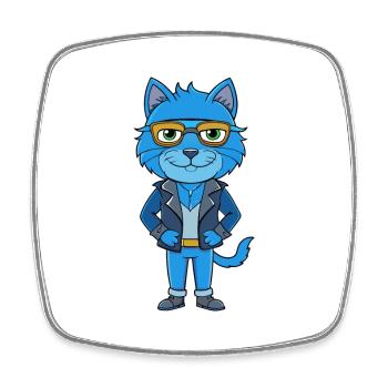 Russisch Blau Lustige Cartoon Kawaii Jacke Sonnenbrille - Viereckiger Kühlschrankmagnet - Weiß - Vorne