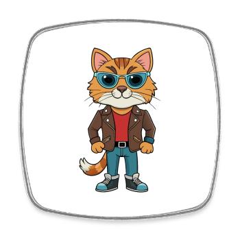Ragdoll Funny Cartoon Kawaii Veste Lunettes de soleil - Magnet carré - blanc - Devant