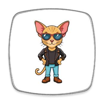 Sphynx Funny Cartoon Kawaii Jacket Sunglasses - Square fridge magnet - white - Front
