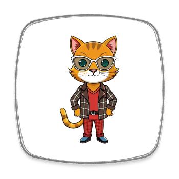 Schottisch Kurzhaar Lustige Cartoon Kawaii Jacke Sonne - Viereckiger Kühlschrankmagnet - Weiß - Vorne