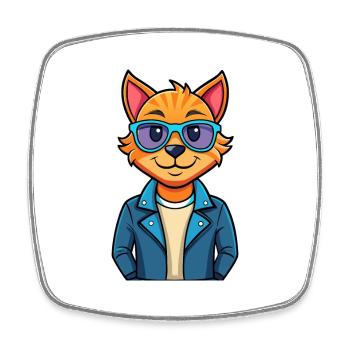 Korat Funny Cartoon Kawaii Veste Lunettes de soleil - Magnet carré - blanc - Devant
