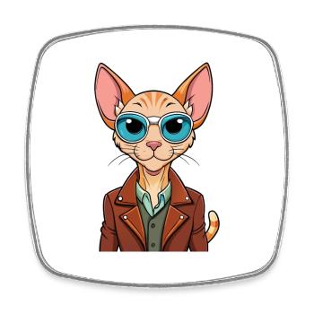 Peterbald Funny Cartoon Kawaii Veste Lunettes de soleil - Magnet carré - blanc - Devant