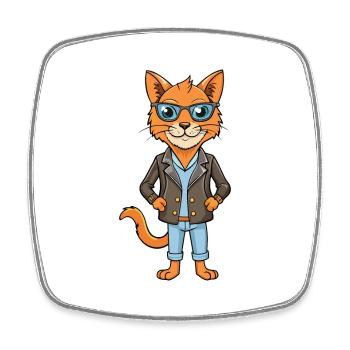 Somali Funny Cartoon Kawaii Veste Lunettes de soleil - Magnet carré - blanc - Devant