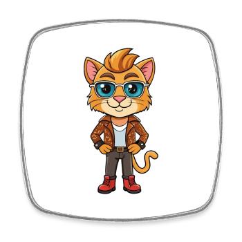 Pixie Bob Funny Cartoon Kawaii Jacket Sunglasses - Square fridge magnet - white - Front