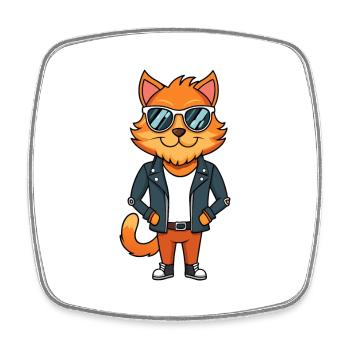 Persische lustige Cartoon Kawaii Jacke Sonnenbrille - Viereckiger Kühlschrankmagnet - Weiß - Vorne