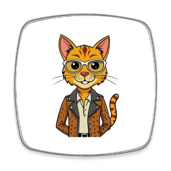 Ocicat Funny Cartoon Kawaii Veste Lunettes de soleil - Magnet carré - blanc - Devant