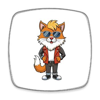 Norwegian Forest Funny Cartoon Kawaii Jacket Sungl - Square fridge magnet - white - Front