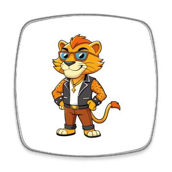 Liger Hybrid Lion Tiger Lustige Cartoon Kawaii Jacke - Viereckiger Kühlschrankmagnet - Weiß - Vorne