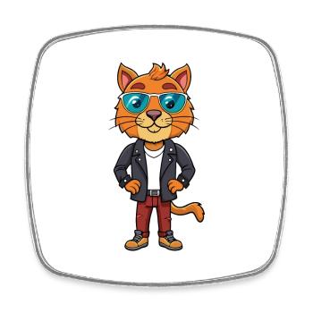 Havanna Braun Lustige Cartoon Kawaii Jacke Sonnenbrille - Viereckiger Kühlschrankmagnet - Weiß - Vorne