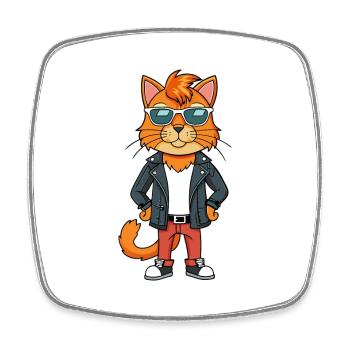 Ingwer Langhaar Lustige Cartoon Kawaii Jacke Sungla - Viereckiger Kühlschrankmagnet - Weiß - Vorne