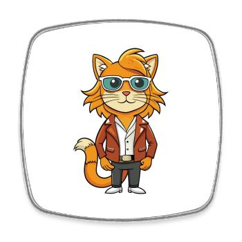 Deutsches Langhaar Lustige Cartoon Kawaii Jacke Sungla - Viereckiger Kühlschrankmagnet - Weiß - Vorne