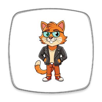 Foldex Funny Cartoon Kawaii Veste Lunettes de soleil - Magnet carré - blanc - Devant
