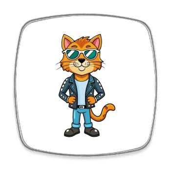 Domestic Funny Cartoon Kawaii Jacket Sunglasses - Square fridge magnet - white - Front
