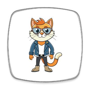 Dilute Calico Lustige Cartoon Kawaii Jacke Sonnenbrille - Viereckiger Kühlschrankmagnet - Weiß - Vorne