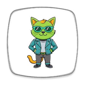Chartreux Funny Cartoon Kawaii Jacket Sunglasses - Square fridge magnet - white - Front