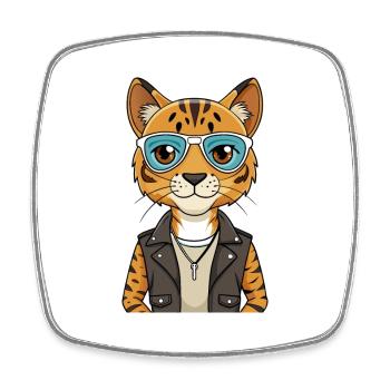Bengal Lustige Cartoon Kawaii Jacke Sonnenbrille - Viereckiger Kühlschrankmagnet - Weiß - Vorne