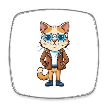 Birma Lustige Cartoon Kawaii Jacke Sonnenbrille - Viereckiger Kühlschrankmagnet - Weiß - Vorne