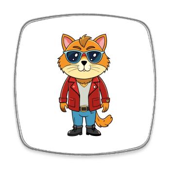 Himalayan Funny Cartoon Kawaii Jacket Sunglasses - Square fridge magnet - white - Front
