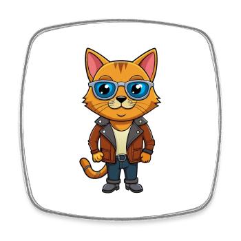 Europäisch Burmesisch Lustige Cartoon Kawaii Jacke Sungl - Viereckiger Kühlschrankmagnet - Weiß - Vorne