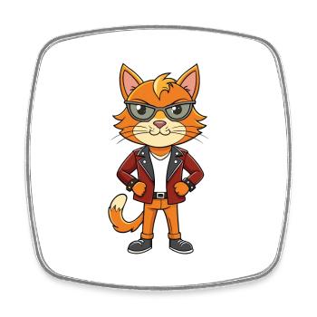 Burmilla Funny Cartoon Kawaii Veste Lunettes de soleil - Magnet carré - blanc - Devant