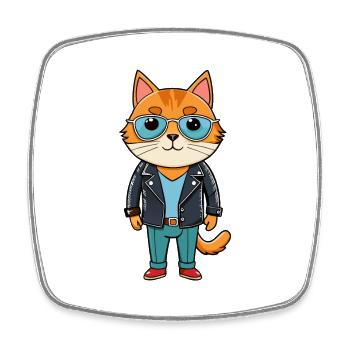 Britische Falte Kurzhaar Lustige Cartoon Kawaii Jacke - Viereckiger Kühlschrankmagnet - Weiß - Vorne
