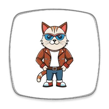 Birma Heilige Lustige Cartoon Kawaii Jacke Sonnenbrille - Viereckiger Kühlschrankmagnet - Weiß - Vorne