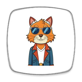 Asiatische lustige Cartoon Kawaii Jacke Sonnenbrille - Viereckiger Kühlschrankmagnet - Weiß - Vorne