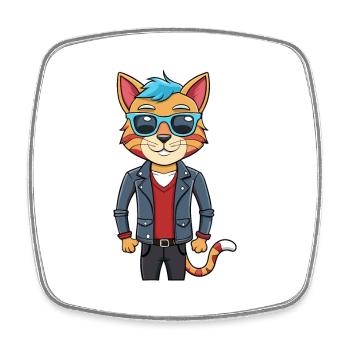 Europäisch Kurzhaar Lustige Cartoon Kawaii Jacke Sonne - Viereckiger Kühlschrankmagnet - Weiß - Vorne