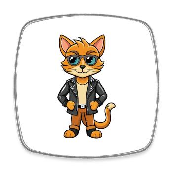 Arabian Mau Funny Cartoon Kawaii Jacket Sunglasses - Square fridge magnet - white - Front