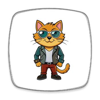 Burmesische lustige Cartoon Kawaii Jacke Sonnenbrille - Viereckiger Kühlschrankmagnet - Weiß - Vorne
