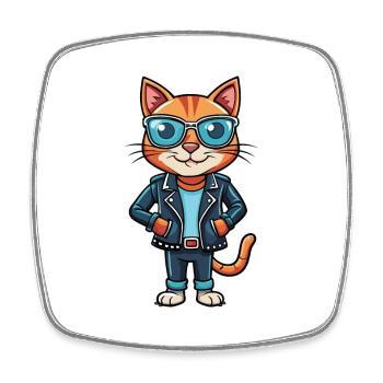 Bombay Lustige Cartoon Kawaii Jacke Sonnenbrille - Viereckiger Kühlschrankmagnet - Weiß - Vorne