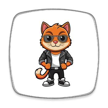 Bombai Funny Cartoon Kawaii Jacket Sunglasses - Square fridge magnet - white - Front