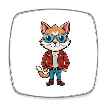 Balinese Funny Cartoon Kawaii Jacket Sunglasses - Square fridge magnet - white - Front