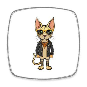 Arabe Égyptien Mau Drôle Dessin Animé Kawaii Veste S - Magnet carré - blanc - Devant