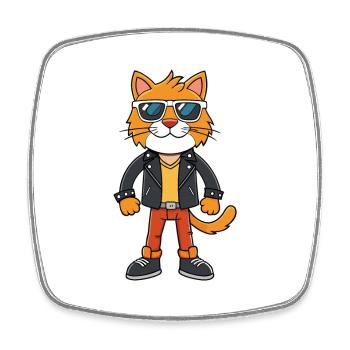 Amerikanische Polydactyl Lustige Cartoon Kawaii Jacke Su - Viereckiger Kühlschrankmagnet - Weiß - Vorne