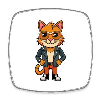 American Bobtail Funny Cartoon Kawaii Jacket Sungl - Magnet carré - blanc - Devant