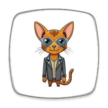 Abyssinian Shorthair Funny Cartoon Kawaii Jacket S - Square fridge magnet - white - Front