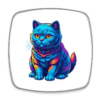 Scottish Shorthair Cat Breed Cartoon Kawaii Animal - Square fridge magnet - white - Front