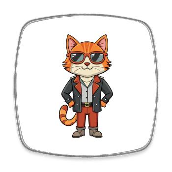 Amerikanisch Kurzhaar Lustige Cartoon Kawaii Jacke Sonne - Viereckiger Kühlschrankmagnet - Weiß - Vorne