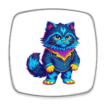 Ragamuffin Chat Race Dessin animé Kawaii Animal Pet - Magnet carré - blanc - Devant