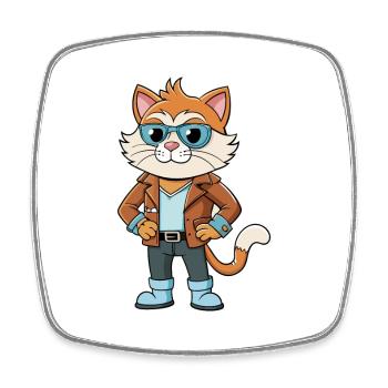 American Curl Lustige Cartoon Kawaii Jacke Sonnenbrille - Viereckiger Kühlschrankmagnet - Weiß - Vorne