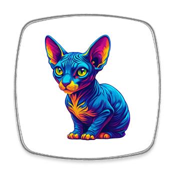 Cornish Rex Katzenrasse Cartoon Kawaii Tier Haustier - Viereckiger Kühlschrankmagnet - Weiß - Vorne
