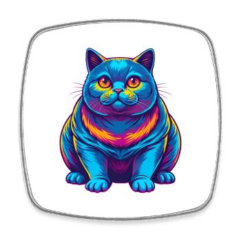 British Shorthair Chat Race Dessin animé Kawaii Animal - Magnet carré - blanc - Devant